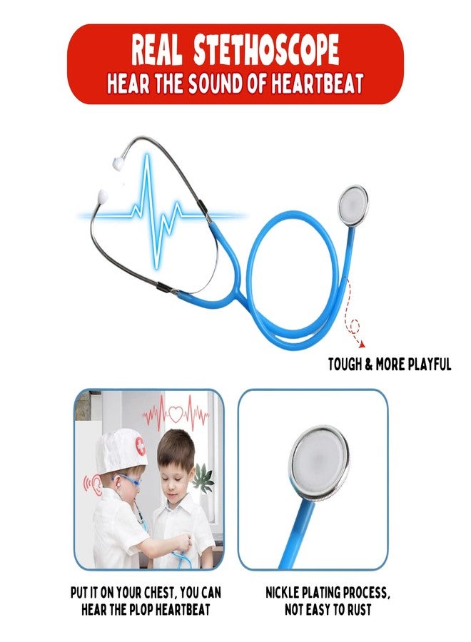 Sakuya Doctors Set for Kids | Pretend Play Wooden Dental Toy Kit Happy Teeth Dentist Medical Learning Kit with Stethoscope Playset Doctor Role Junior Birthday Gift Idea for Boys Girls Age 2 - 12yrs - Image 3